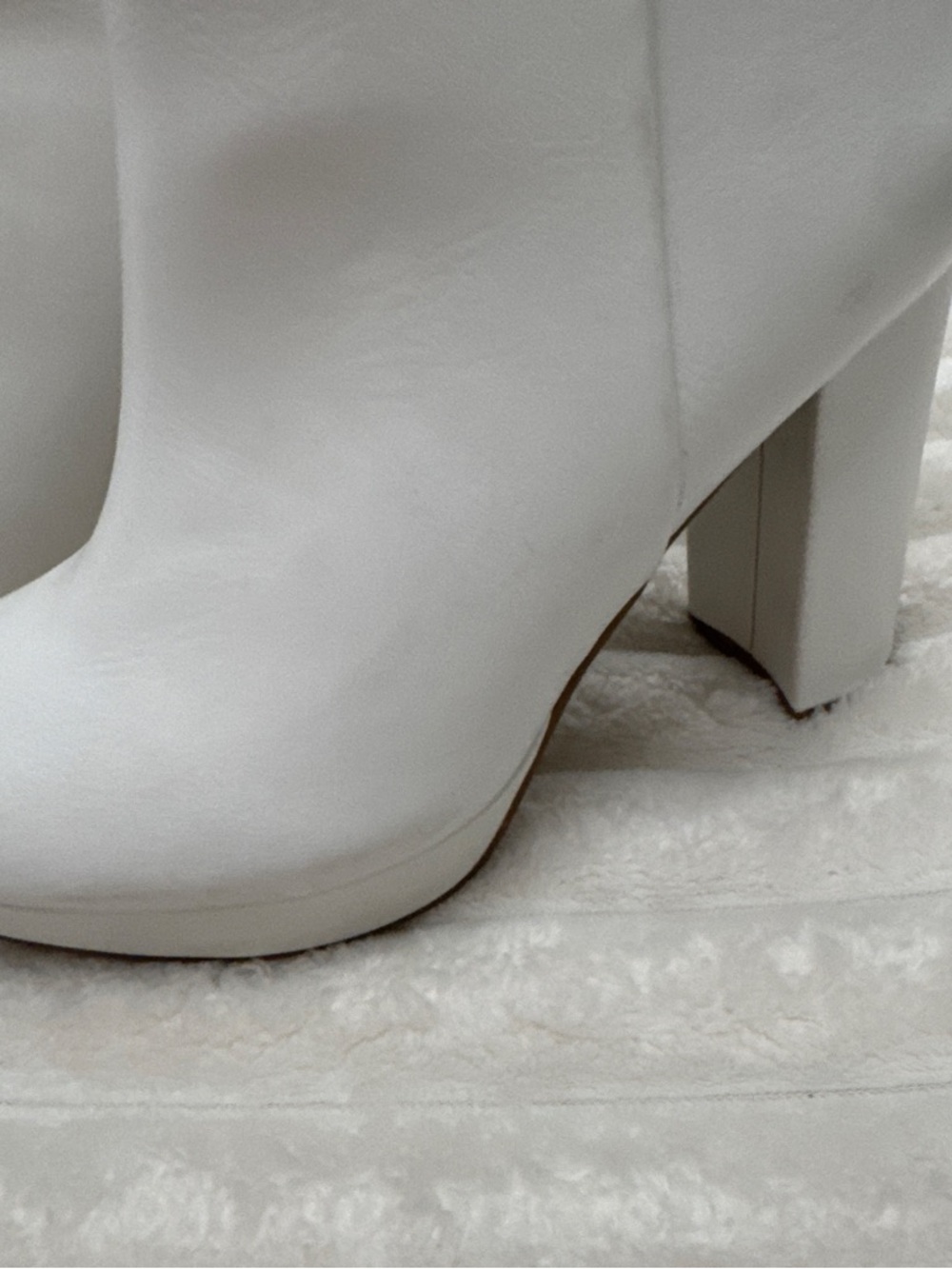 Classic White Block Heel Ankle Boots